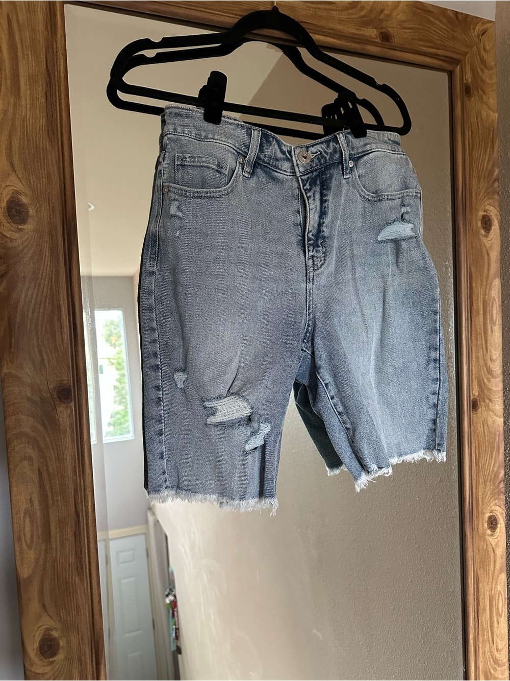 Style & Co. Light Blue Distressed Denim Bermuda Shorts